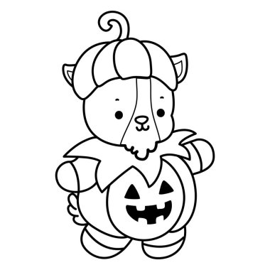 Sevimli keçi hayvan ikonu Cadılar Bayramı çıkartmalarının renkli sayfaları. Keçi Çizgisi