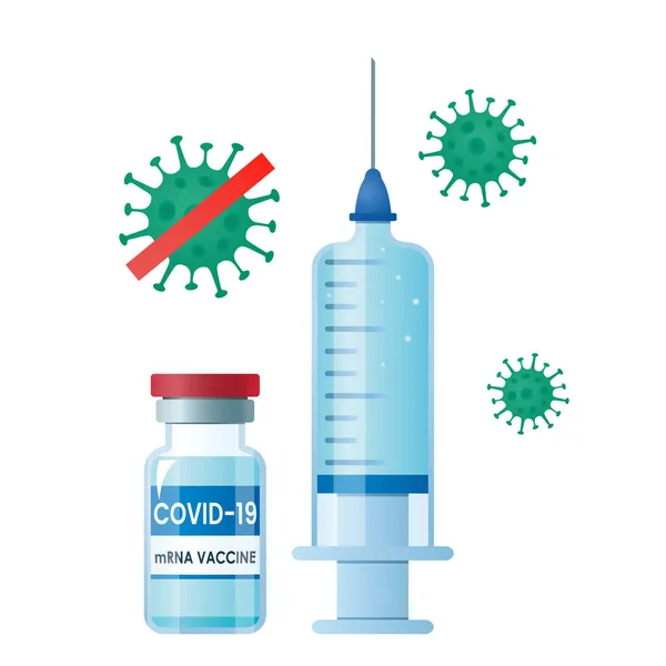 Covid Injectieflacon Met Vaccin Het Concept Van Preventie Van Coronavirusziekten — Stockvector