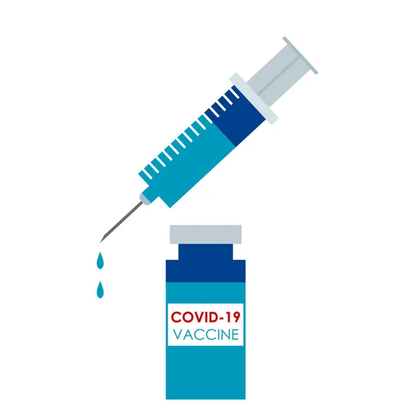 Covid Injectieflacon Met Vaccin Spuit Abstract Icoon Concept Van Wereldwijde — Stockvector