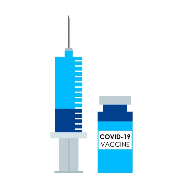 Covid Injectieflacon Met Vaccin Spuit Abstract Icoon Concept Van Wereldwijde — Stockvector