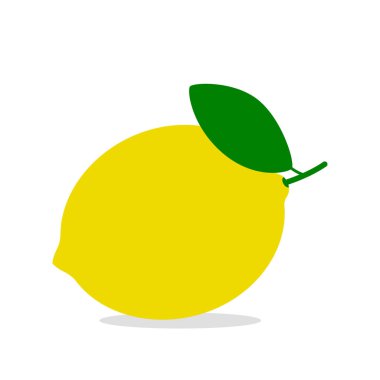 Yapraklı sarı parlak limon. Beyaz arkaplanda ikon izole edildi. vektör illüstrasyonu