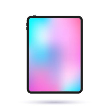 Parlak ekranlı modern tablet. Beyaz arkaplanda izole edilmiş vektör illüstrasyonu.simge