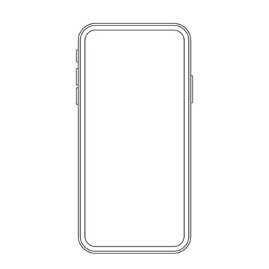 Parlak ekranlı modern telefon. Beyaz arkaplanda izole edilmiş vektör illüstrasyonu.simge