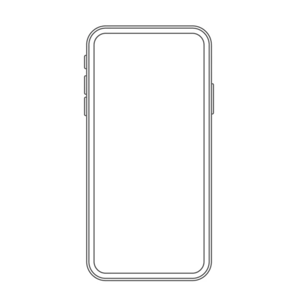 Parlak ekranlı modern telefon. Beyaz arkaplanda izole edilmiş vektör illüstrasyonu.simge