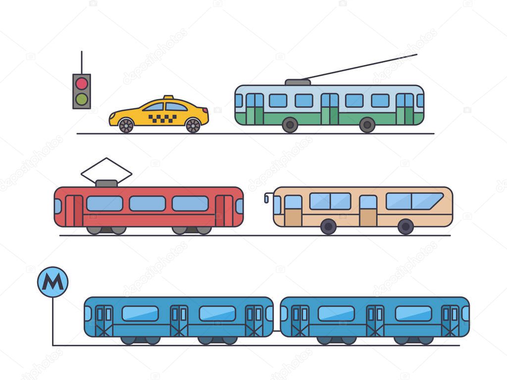 a wide range of urban transport such as buses, subway cars, trolleybuses, trams and taxis