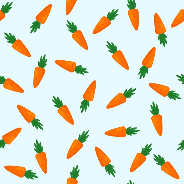 Endless Seamless Pattern Carrots Greens Blue Background Vector Illustration Isolated — Stock Vector