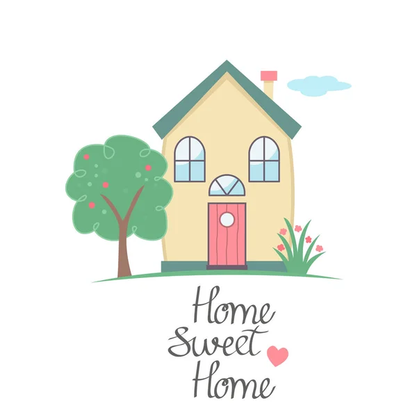 Handwritten Lettering Home Sweet Home Residential Sweet Home Roof Tree — Stock Vector