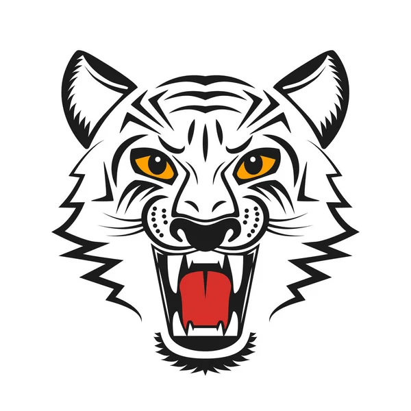 Angry Tiger Face Open Mouth 2022 Tiger Face Geometric Symbol — Stock Vector