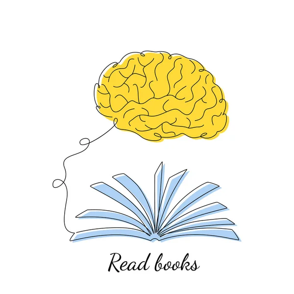 Nsan Beyni Bilgiyi Bilgiyi Bir Kitaptan Alır Öğrenme Kendini Eğitme — Stok Vektör