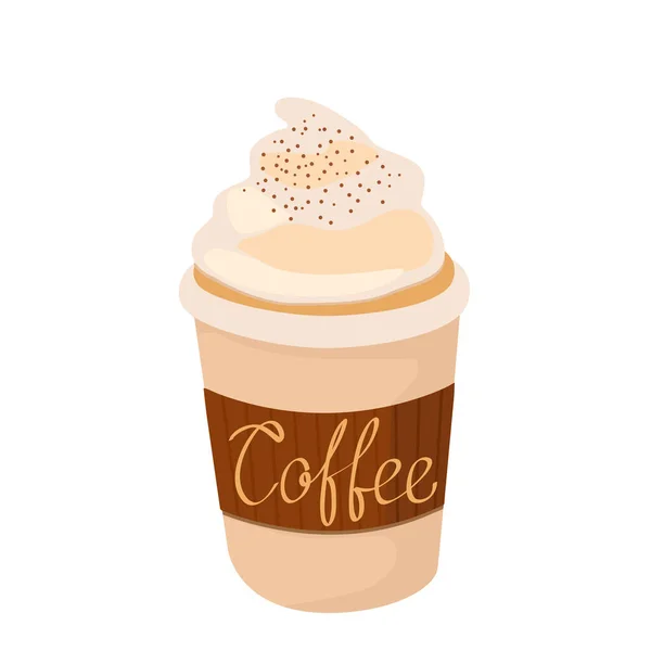 Ręczny Rysunek Filiżanka Latte Ręcznie Napisanym Napisem Kawa Ilustracja Wektor — Wektor stockowy