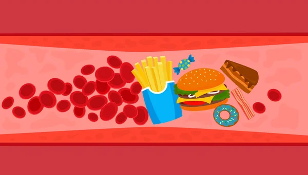 Fast Food Porta Problemi Cardiaci Illustrazione Vettoriale Isolato — Vettoriale Stock
