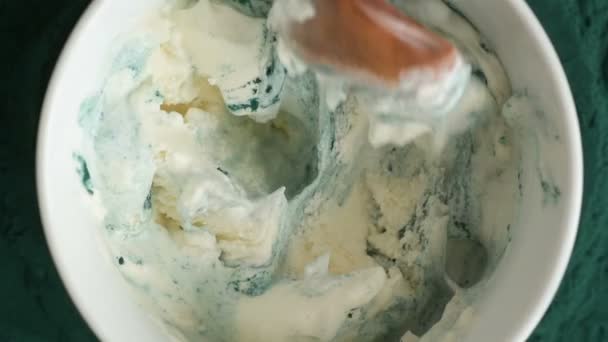 Мороженое Спирулина Вид Сверху Концепция Здорового Детокса Вегетарианских Суперпродуктов — стоковое видео