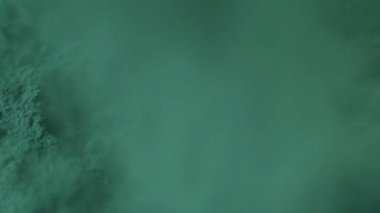 Yukarıdan spirulina tozu görünüyor. Vegan süper yiyecekler sağlıklı detoks konsepti