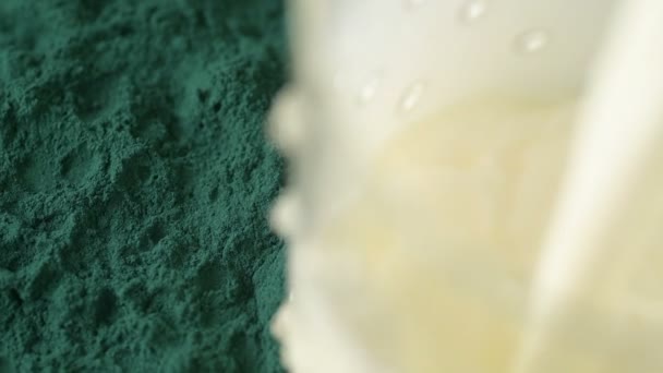 Sorvete Espirulina Vista Cima Vegan Superfood Conceito Desintoxicação Saudável — Vídeo de Stock