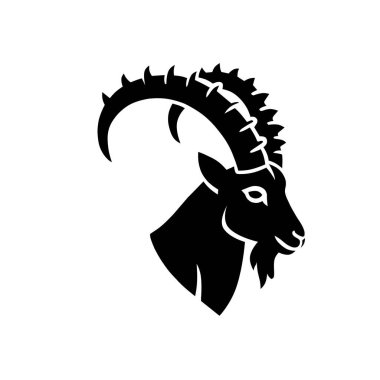 vektör siyah ve beyaz keçi başı logosu