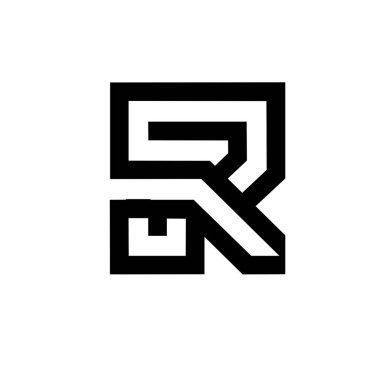 Soyut monogram harf r logo tasarımının beyaz arkaplanda siyah anahat biçimi