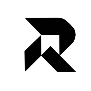 soyut siyah harf r logo tasarımı, geometrik monogram sembolü, modern tipografi simgesi
