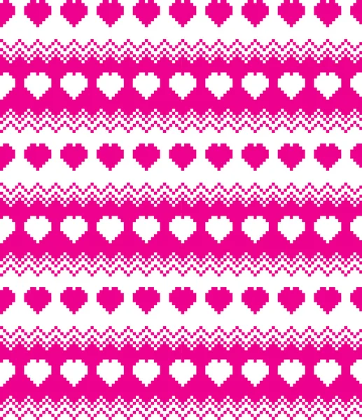 Бесшовный пиксельный узор с сердцами на День Святого Валентина — стоковый вектор