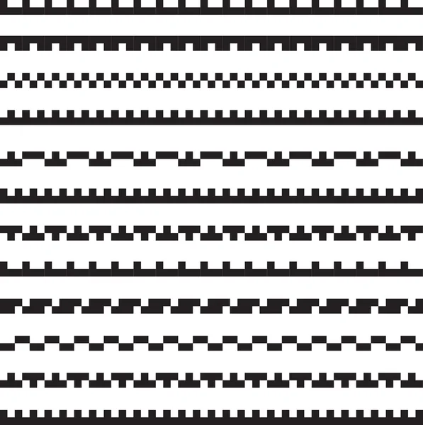 Conjunto de bordes de píxeles sin costuras — Vector de stock