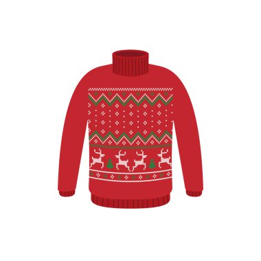 Noel partisi için çirkin kazaklar. Kış desenli örülü kazaklar.