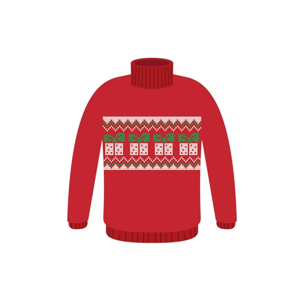 Sweater Vektor Jelek Untuk Pesta Natal Pelompat Rajutan Dengan Pola - Stok Vektor