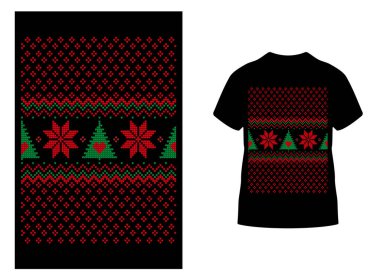 Noel gömleği şablonu ile evlen. Poster, etiket, rozet, logo, torbalar, çıkartmalar, perdeler, posterler, yatak örtüleri, yastıklar için vektör grafik tasarımı