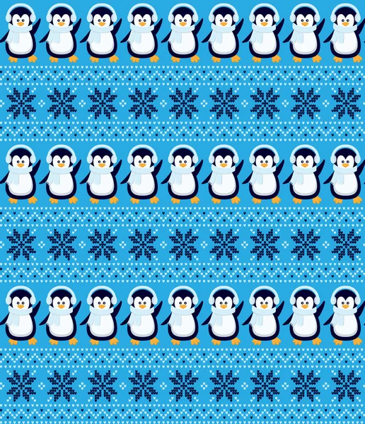 Natal Tricotado Padrão Ano Novo Pinguins Camisola Tricô Design Papel — Vetor de Stock