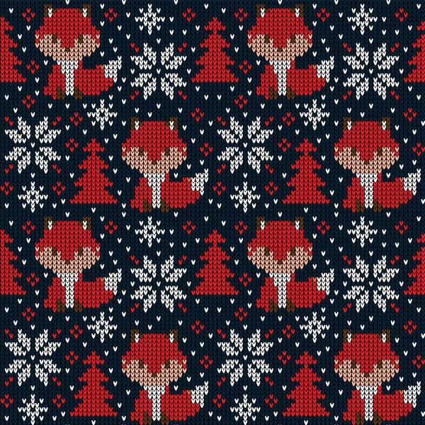 Modèle Tricoté Noël Nouvel Chez Vache Conception Pull Tricoter Laine — Image vectorielle