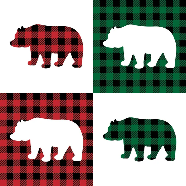 Schema Orso Buffalo Plaid Fondo Festivo Progettazione Stampa Eps — Vettoriale Stock