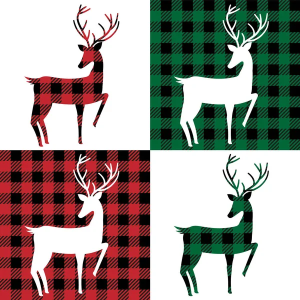 水牛城的鹿群图样设计和印刷的节日背景 — 图库矢量图片