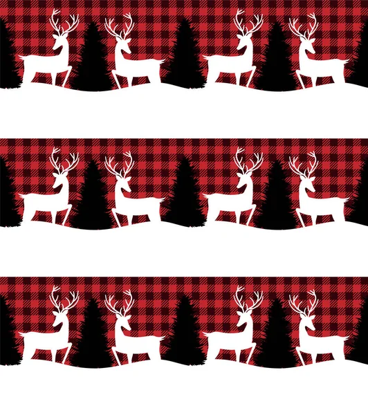 Buffalo xadrez padrão de Natal e Ano Novo em um conversível carrega uma árvore de Natal. eps 10 —  Vetores de Stock