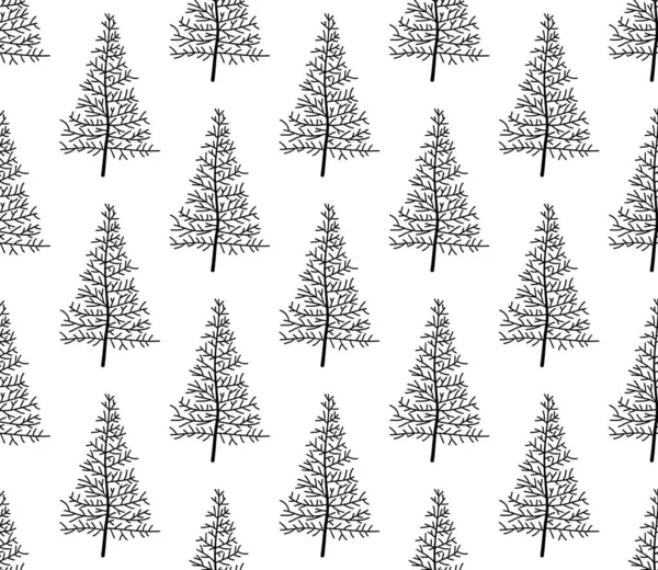 クリスマスツリーのベクトルお祝いクリスマスや新年のシームレスなパターン 第10話 — ストックベクタ