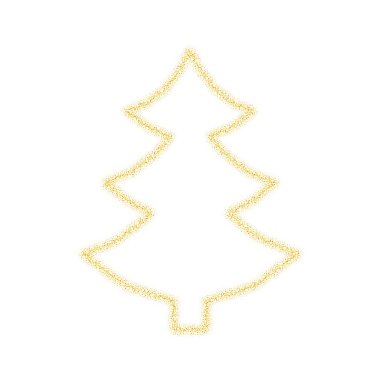 Altın parıltılı Noel ağacı süslemesi beyaz şeffaf arka planda parıldıyor. Noel ya da Yeni Yıl tasarım şablonu için parlayan parlak ağaç 10 'a yakın