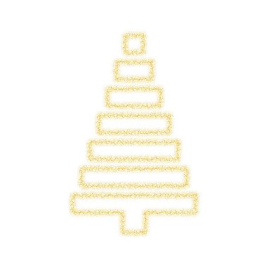 Altın parıltılı Noel ağacı süslemesi beyaz şeffaf arka planda parıldıyor. Noel ya da Yeni Yıl tasarım şablonu için parlayan parlak ağaç 10 'a yakın