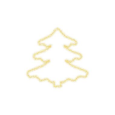 Altın parıltılı Noel ağacı süslemesi beyaz şeffaf arka planda parıldıyor. Noel ya da Yeni Yıl tasarım şablonu için parlayan parlak ağaç 10 'a yakın