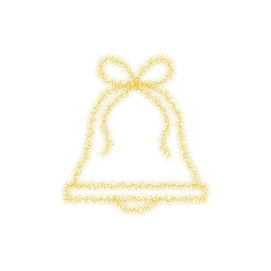 Altın parıltılı Noel çanı süslemesi beyaz şeffaf arka planda parıldıyor. Noel veya Yeni Yıl tasarım şablonu için parlak parlak çan 10