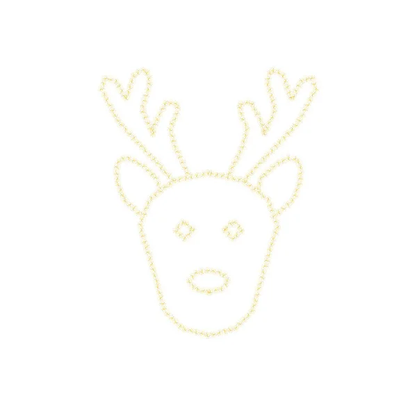 Jul Gyllene Rådjur Dekoration Guld Glitter Lysande Gnistrar Vit Transparent — Stock vektor