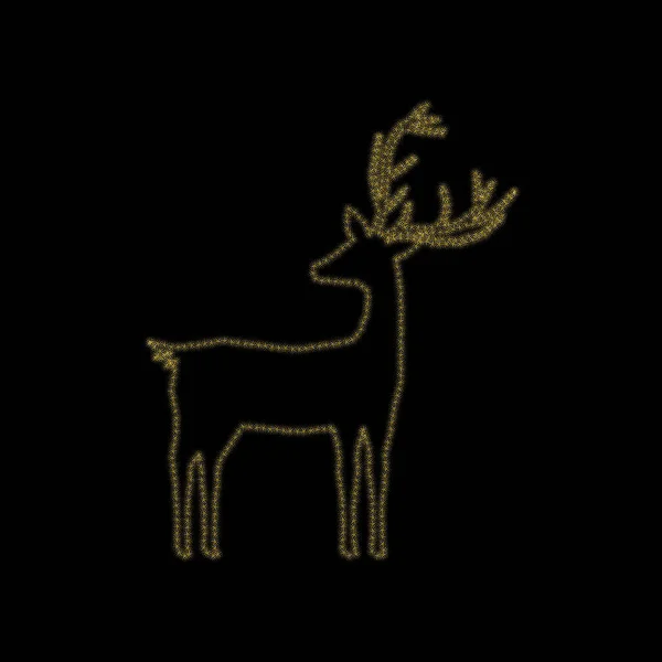 ブラック透明背景にゴールドの輝き輝く輝きのクリスマスの黄金の鹿の装飾 クリスマスや新年のデザインテンプレートのためのベクトル輝く輝き鹿Eps — ストックベクタ