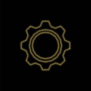 Siyah arka planda parıldayan altın parıltılı Noel süslemesi. Vites vektör simgesi esp 10