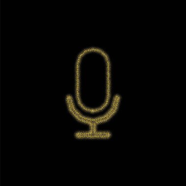 Siyah arka planda parıldayan altın parıltılı Noel süslemesi. vektör simgesi mikrofon esp 10