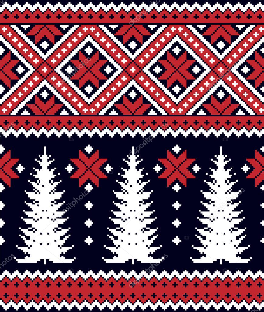 New Year's Christmas pattern pixel vector illustration