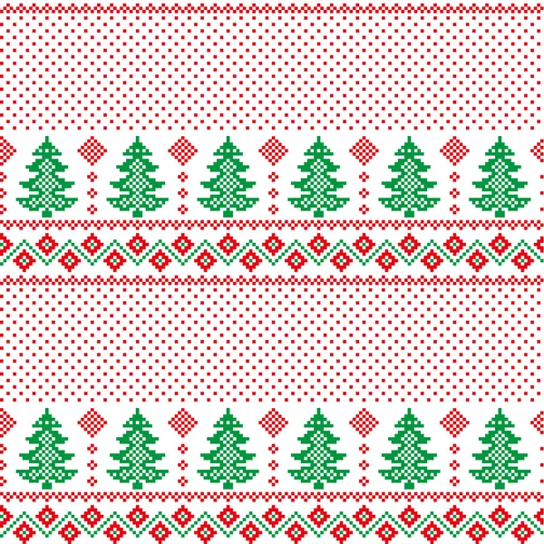 Nyår Jul Mönster Pixel Vektor Illustration — Stock vektor