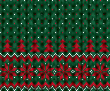 İneğe Noel ve yılbaşı şablonu ördüm. Yün örgü süveter tasarımı. Duvar kâğıdı kaplama tekstil baskısı. 10 saniye.