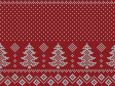 İneğe Noel ve yılbaşı şablonu ördüm. Yün örgü süveter tasarımı. Duvar kâğıdı kaplama tekstil baskısı. 10 saniye.