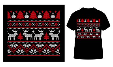 Noel gömleği şablonu ile evlen. Poster, etiket, rozet, logo, torbalar, çıkartmalar, perdeler, posterler, yatak örtüleri, yastıklar için vektör grafik tasarımı. eps