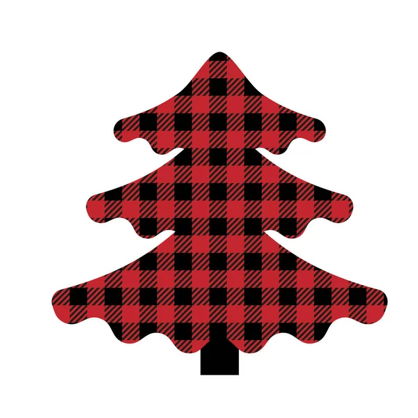 Baummuster Bei Buffalo Plaid Festlicher Hintergrund Für Design Und Druck — Stockvektor