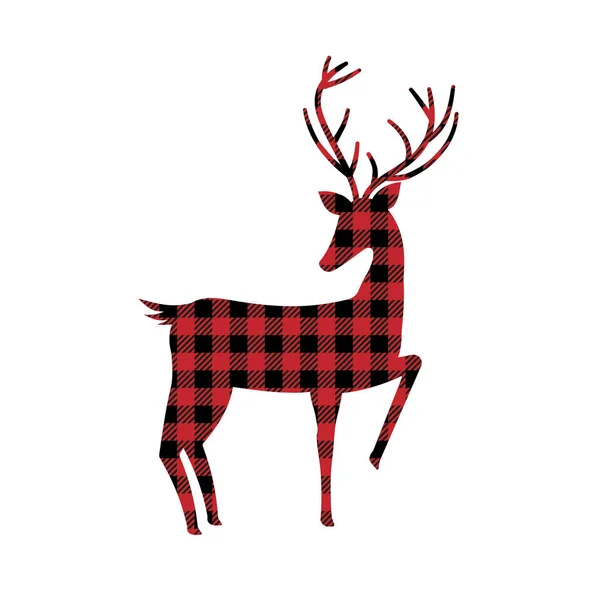 Motif Cerfs Buffalo Plaid Fond Festif Pour Conception Impression — Image vectorielle