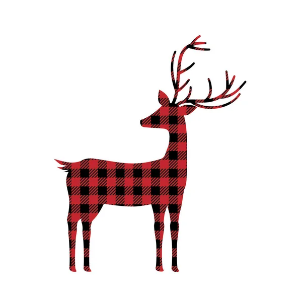 Deer Pattern Buffalo Plaid Festive Background Design Print — Stock Vector