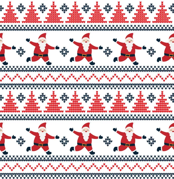 Padrão Natal Ano Novo Malha Santa Claus Camisola Tricô Design — Vetor de Stock