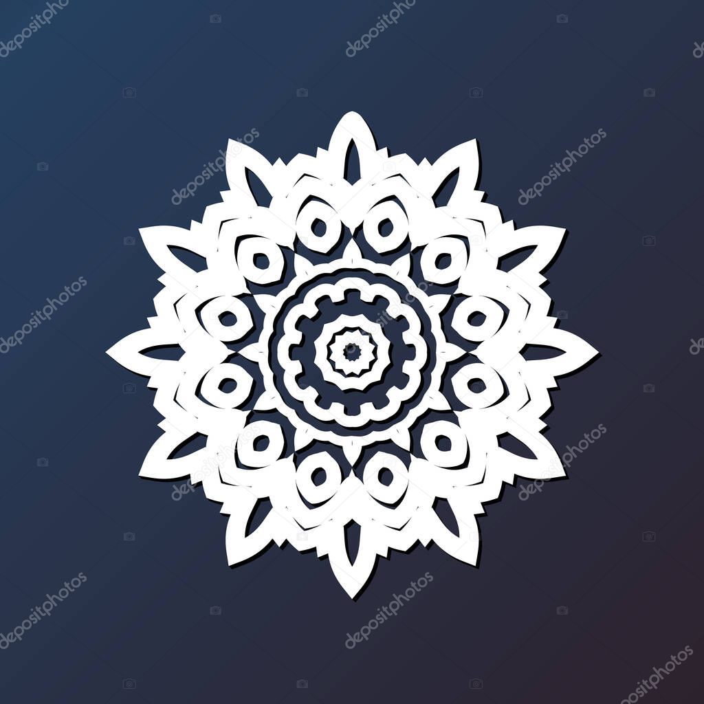 Template laser cutting mandala from paper, plywood, iron CNC silhouette ornament. esp
